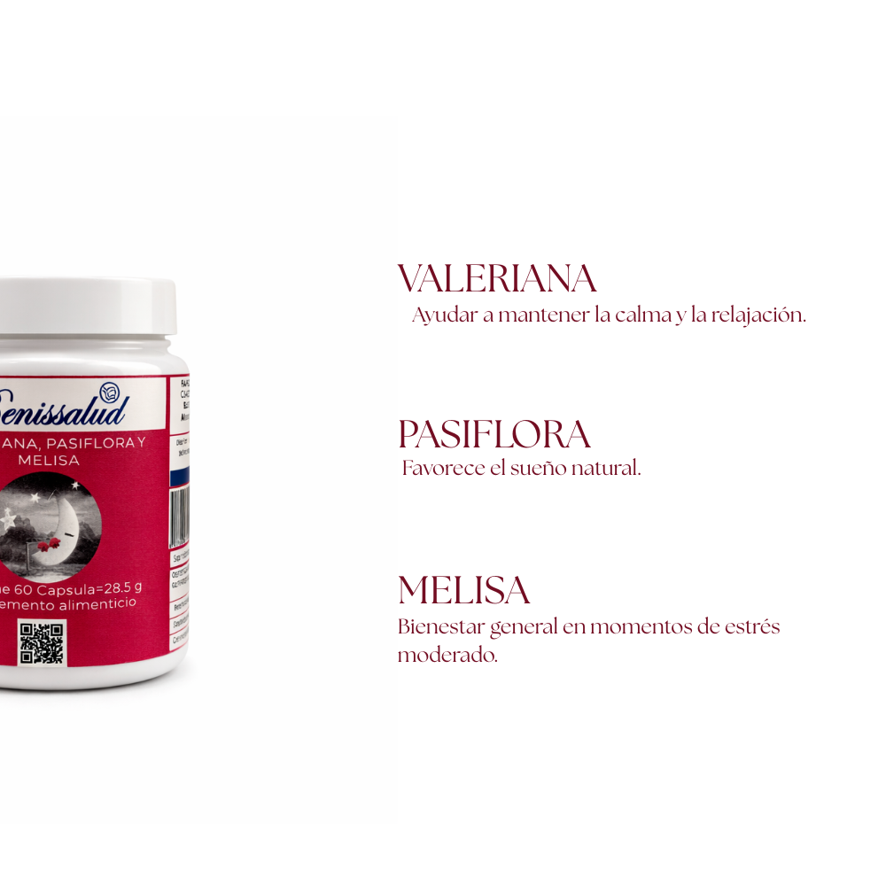 Valeriana, Pasiflora y Melisa