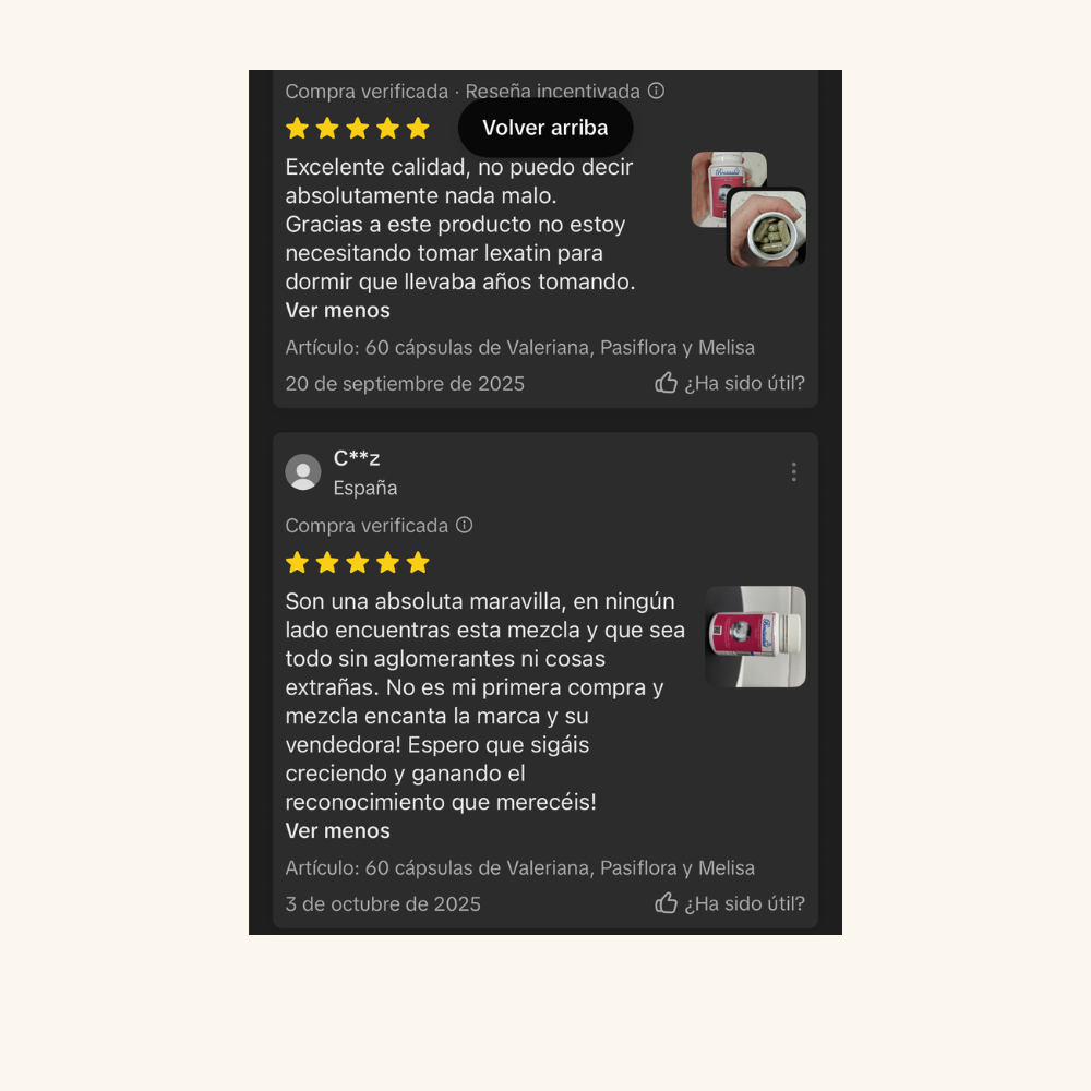 Valeriana, Pasiflora y Melisa